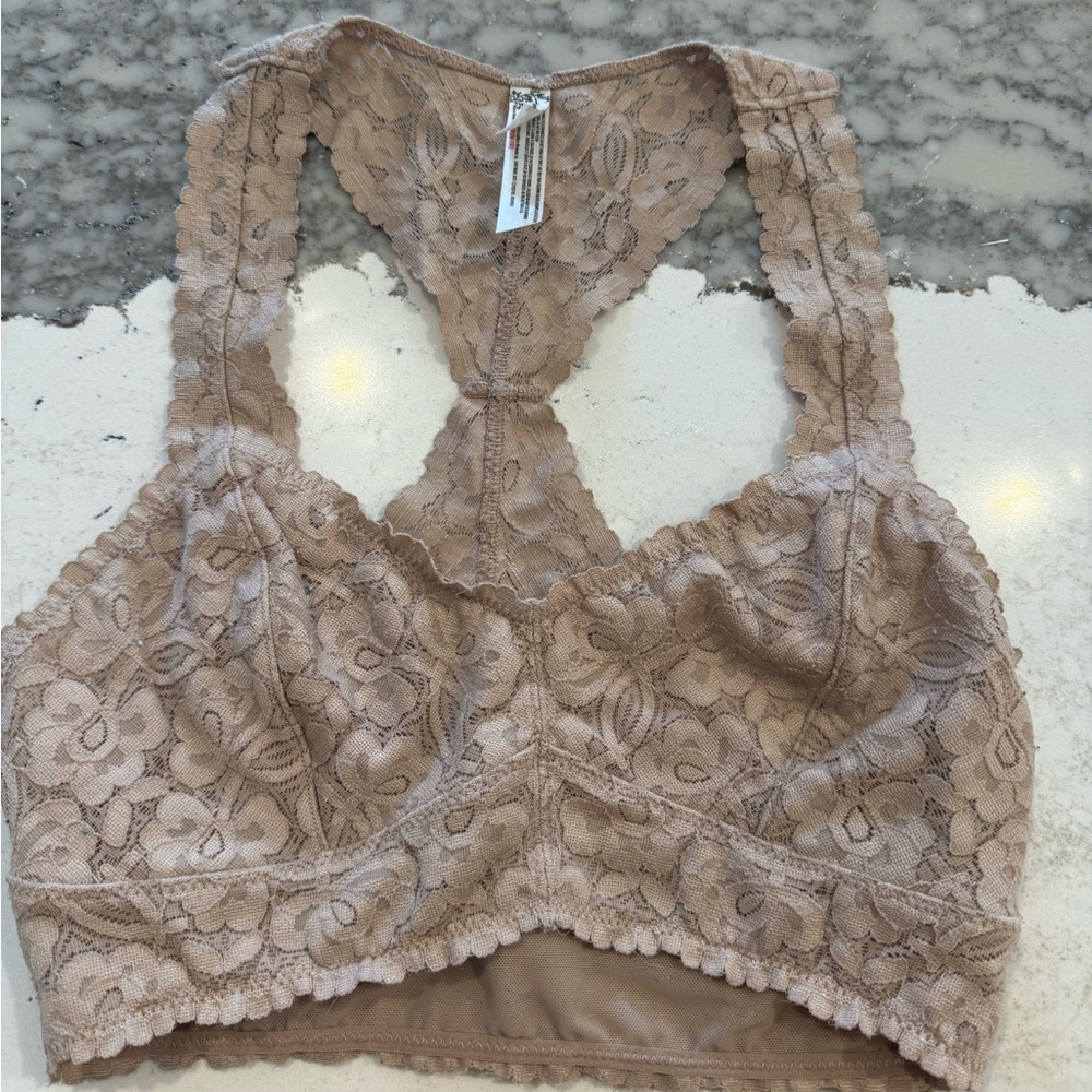 Free People Intimately Lace Bralette in Tan XS